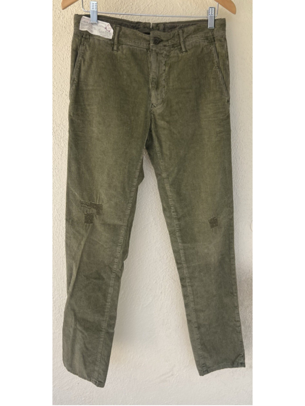 New Incotex Green Corduroy Distressed Slim Fit Casual Slack Pants Men’s Size 31